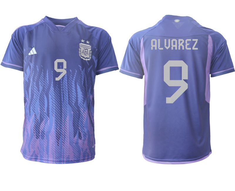 Men 2022 World Cup National Team Argentina away aaa version purple #9 Soccer Jersey